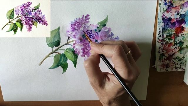 Как нарисовать сирень акварелью. Мастер-класс // Short watercolor painting tutorial: lilac