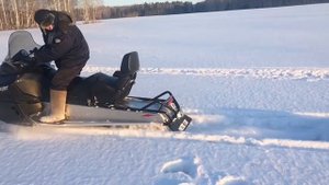 Arctic cat. Snowmobile's start (slow motion)