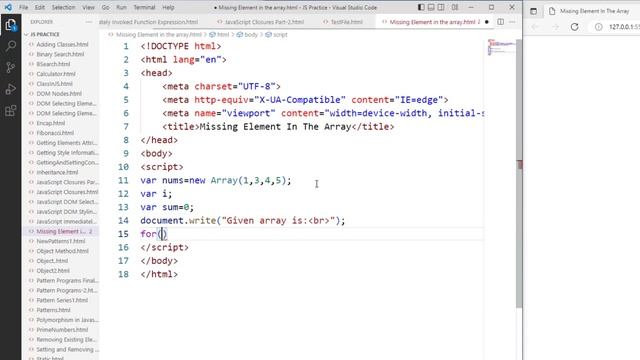 Find missing number in an array| Missing number in array js