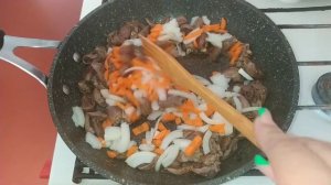 Кус-кус с овощами и куриным сердцем.