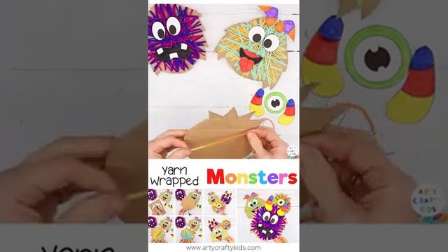 Монстр из бумаги и ниток на хэллоуин. Wrapped Monster Craft. Halloween crafts смотреть онлайн