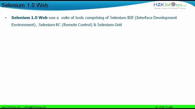 History of Selenium  | Versions of Selenium | Selenium Overview | Selenium Tutorial by H2Kinfosys