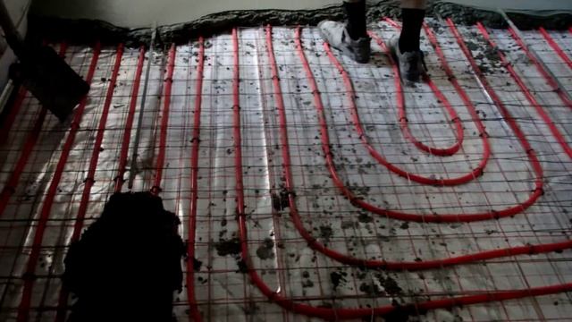 Заливка теплого пола бетоном. смотреть онлайн