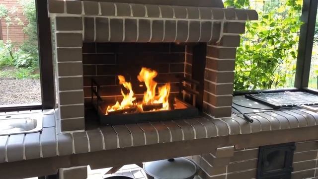 Модульный барбекю комплекс с мангалом и печью под казан