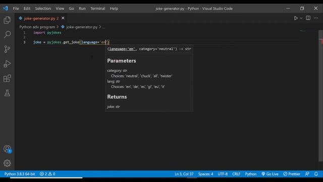 Generate random jokes with just 3 lines of Python code | Python Programs | Programming Jokes |