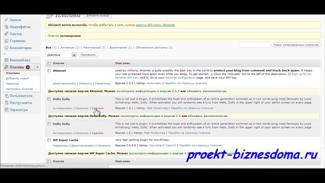 Консоль WordPress