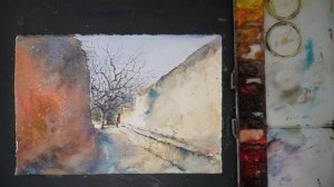 Watercolor painting cityscape tutorial
