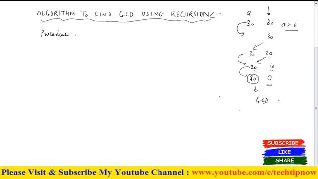 Algorithm to find GCD using Recursion | Greatest Common Divisor Pseudo code | Recursive Algorithm | смотреть онлайн