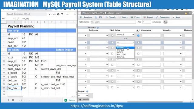 Table Structure of Payroll System in MySQL (Table Structure) #90