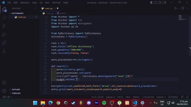Offline GUI Word Dictionary Using Python Tkinter
