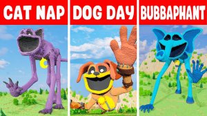 CAT NAP VS DOG DAY VS BUBBAPHANT -  MINECRAFT POPPY PLAYTIME STATUE BUILD CHALLENGE