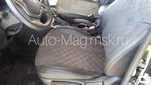 Чехлы на Хендай Солярис 2017 алькантара с ромбом | Автопилот