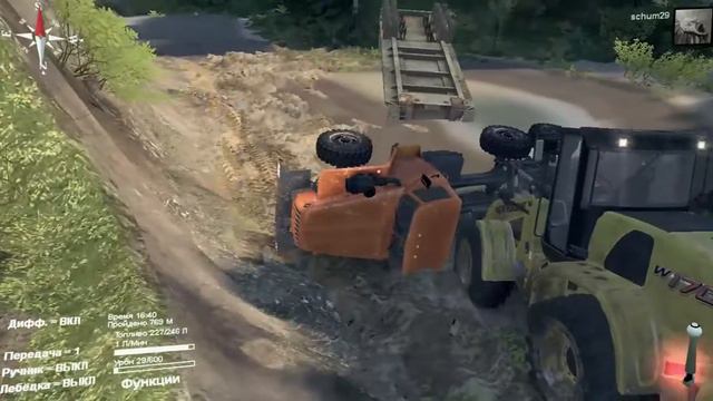 Spintires™ карта Лесная вахта, перевернул трал с Нью Холандом смотреть онлайн