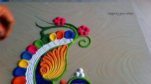 #1474 Peacock rangoli for Diwali    navratri rangoli   रंगोली डिजाइन   satisfying video