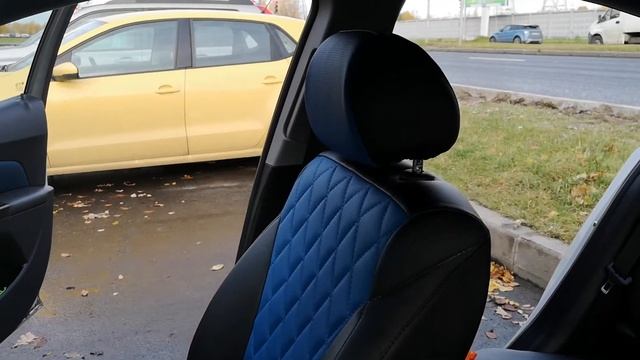 Авточехлы из экокожи на Шевроле Круз ромб чер син смотреть онлайн