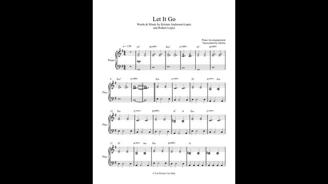 Let It Go by Demi Lovato - Piano Accompaniment (Sheet Music) смотреть онлайн