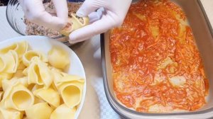 ФАРШИРОВАННЫЕ МАКАРОНЫ В ДУХОВКЕ/ Ракушки с фаршем запечённые в духовке/ Блюдо из макарон