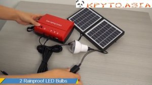 Солнечная панель 2шт 1.7Вт с батареей 4500мАч и 2 светодиодные лампы 0.9Вт