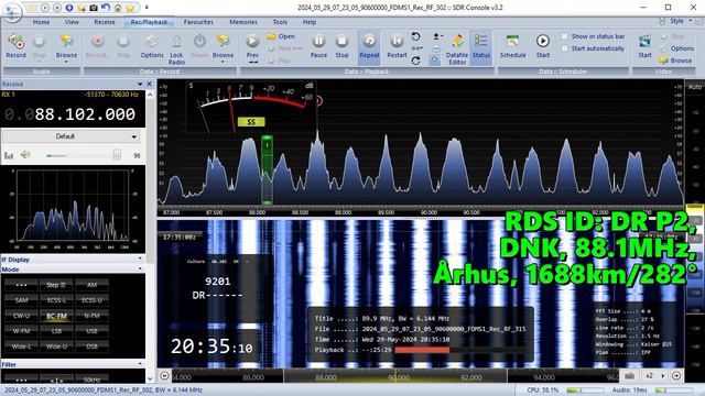 29.05.2024 17:35UTC, [Es], DR P2, Дания, 88.1МГц, 1688км