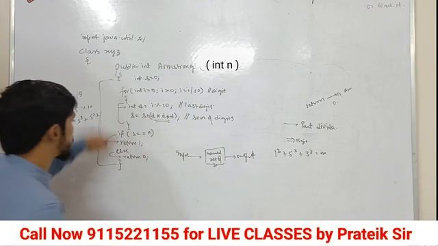 Armstrong number function in java Computer Class 10 ICSE ISC Java Programming