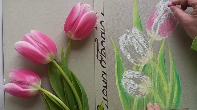 ТЮЛЬПАНЫ?? ? /мастер-класс живописи/пастель/? ?? Tulips / Pastel Painting /