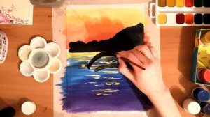 Как легко нарисовать касатку гуашью поэтапно? Рисуем морской пейзаж. Правополушарное рисование детя