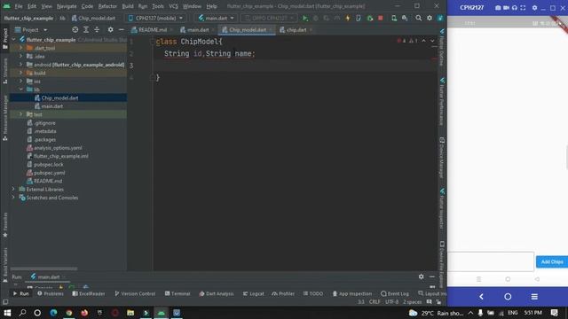 Flutter Chip Widget  - Add Chip dynamically Example