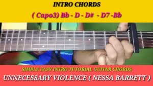 SIMPLE EASY INTRO TUTORIAL GUITAR CHORDS// UNNECESSARY VIOLENCE ( NESSA BARRETT )