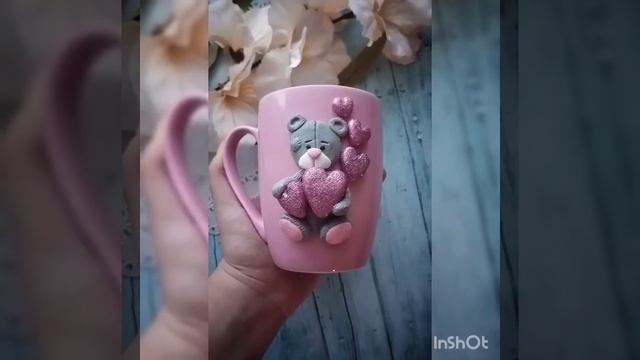 DIY .Декор кружки из полимерной глины. Мишка из полимерной глины. смотреть онлайн