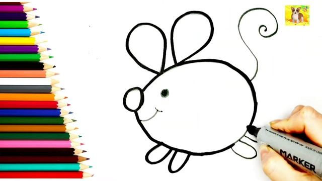 Как нарисовать Мышку.Рисунок раскраска Мышка для малышей.#рисунок#раскраска# смотреть онлайн