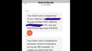 bank of baroda atm Card Tracking Message kab tak aayega ? bob atm Card Tracking Message 2023