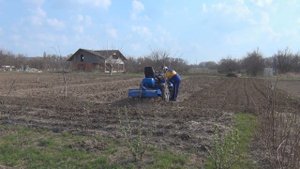 Минитрактор работа с почвофрезой