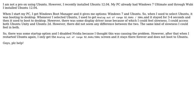 "analog out of range 92.6kHz / 58Hz" message - unable to boot to desktop смотреть онлайн