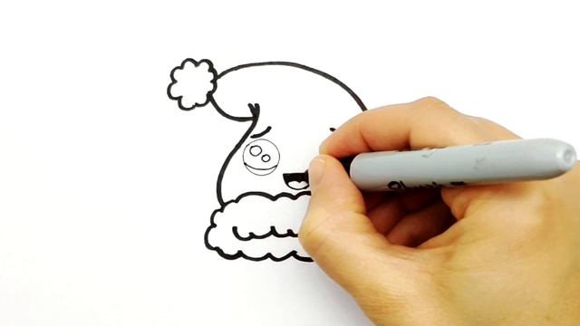 Рисунок на Новый год 2020 - Новогодняя Шапочка. Как просто нарисовать новогоднюю Шапку. #324 смотреть онлайн