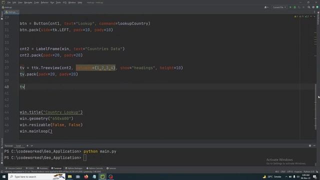 Find Countries Data and Show in tkinter Treeview Table in Python смотреть онлайн