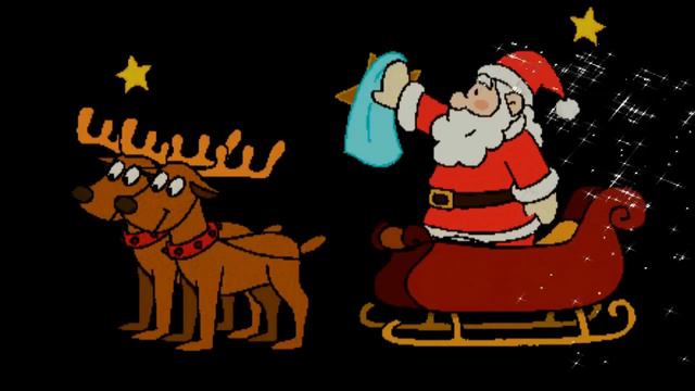 Скачать футаж Дед Мороз на оленяххромакей