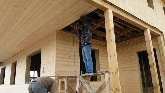 Каркасный дом 11х13 м. Часть 3 Отделка террасы имитацией бруса смотреть онлайн