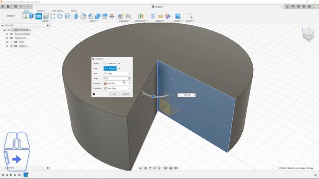 Fusion 360, урок 10 - инструмент Revolve, изделие Шайба смотреть онлайн