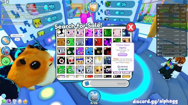 Doggy ➜ RAINBOW TITANIC (Day 34) FLIPPING TITANICS!! (Pet Simulator X Roblox)