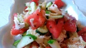 Новый Овощной салат. Салат с помидорами и огурцами и базиликом