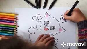 Рисуем котёнка цветными карандашами