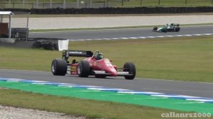 Flame shooting Ferrari 156-85 V6 twin turbo pure sound Phillip Island Classic 2023 Formula 1 F1