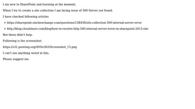 Sharepoint: 500 Internal Server Error Site Collection смотреть онлайн