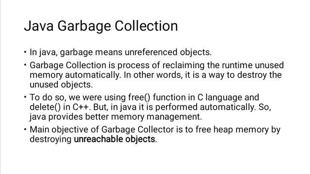 Keywords and Garbage Collector in Java