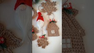 Новогодние украшения, вязаные ёлочные игрушки из джута крючком. New Year decor 2023 ? Christmas DIY