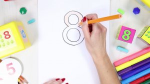 Numeral 8. Study the numeral eight, educational video