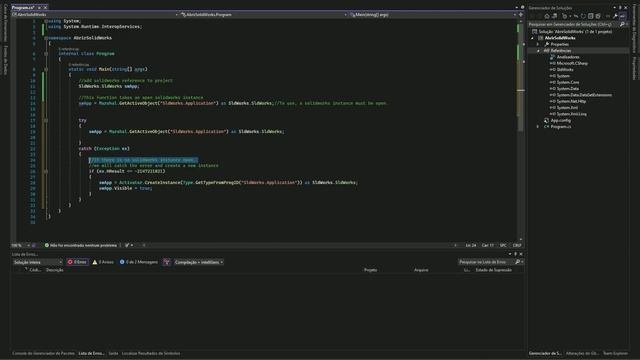 SolidWorks API - 01 - Open/Create Instance - C#