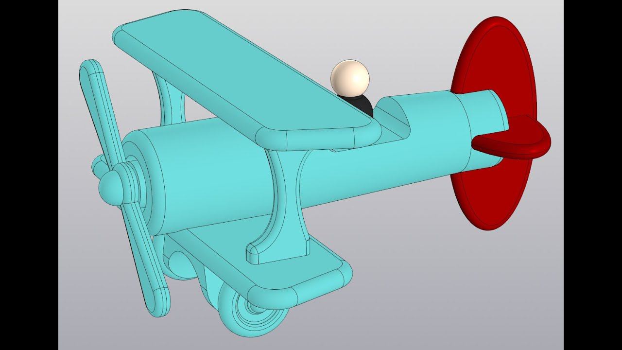 Видеоуроки Компас 3D V18. Сборка самолетика. 4 Оперения, пилот