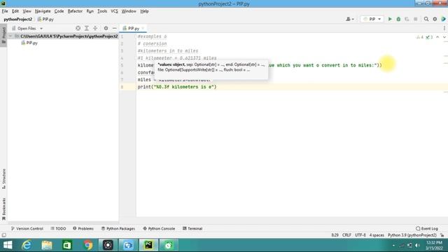 # EXAMPLE CONVERT KILOMETER TO MILES PYTHON CODE - смотреть видео ...