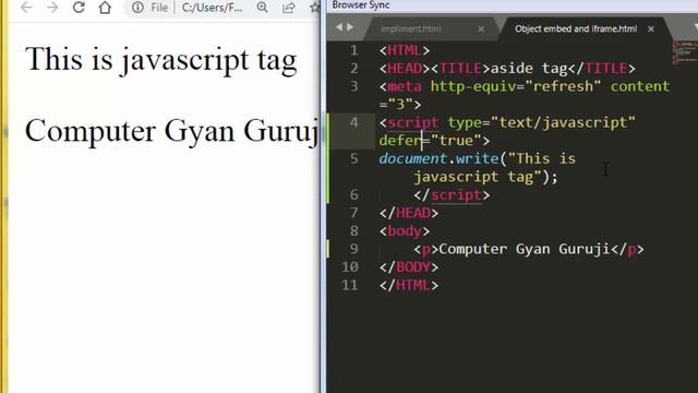 Script Tag in HTML | HTML Basic lesson - 52 | Html for beginners